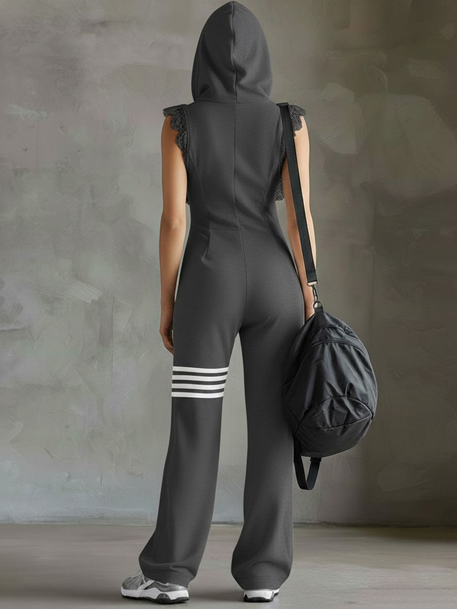 Marie | Salopette noire à capuche