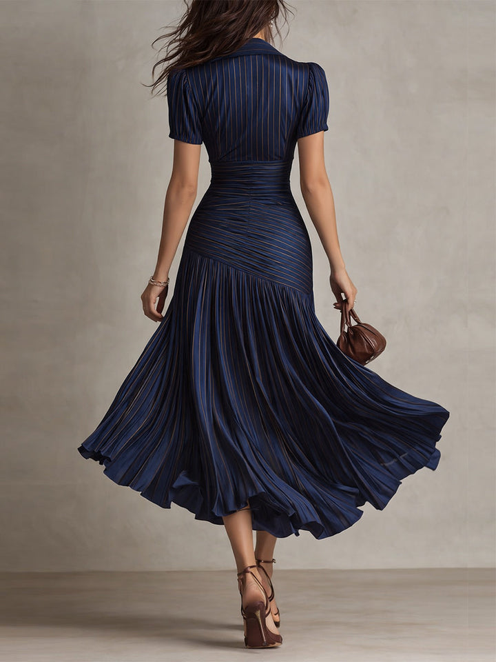 Amelie | Robe satin rayé midi