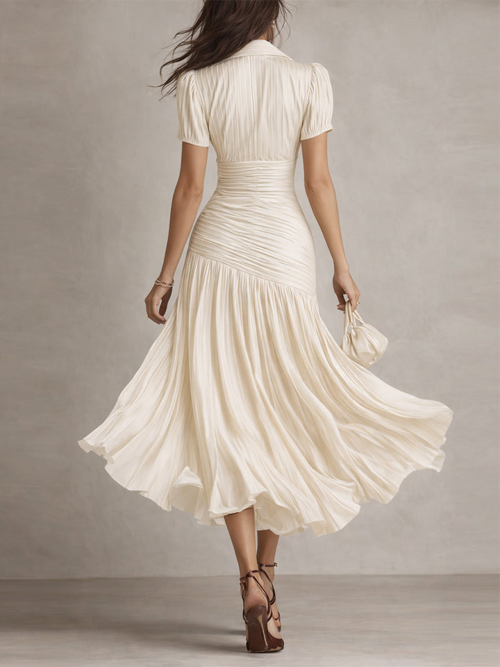 Amelie | Robe satin rayé midi