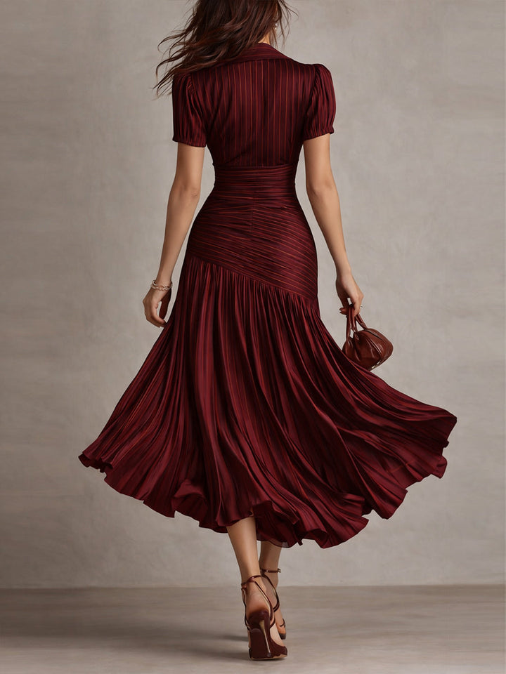 Amelie | Robe satin rayé midi