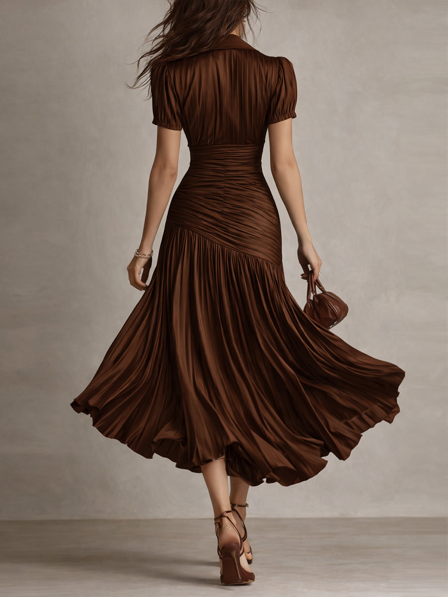 Amelie | Robe satin rayé midi