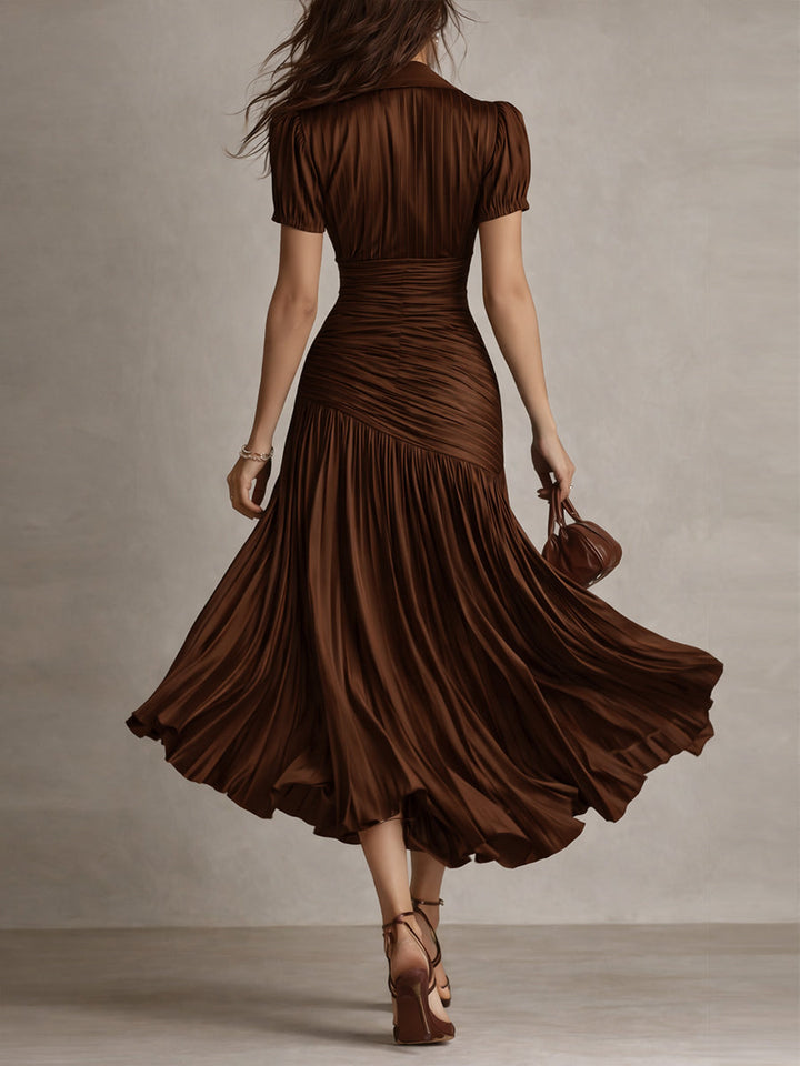 Amelie | Robe satin rayé midi