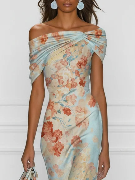 Isabelle | Robe midi florale sirène