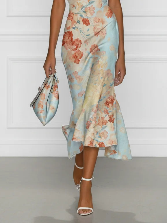 Isabelle | Robe midi florale sirène