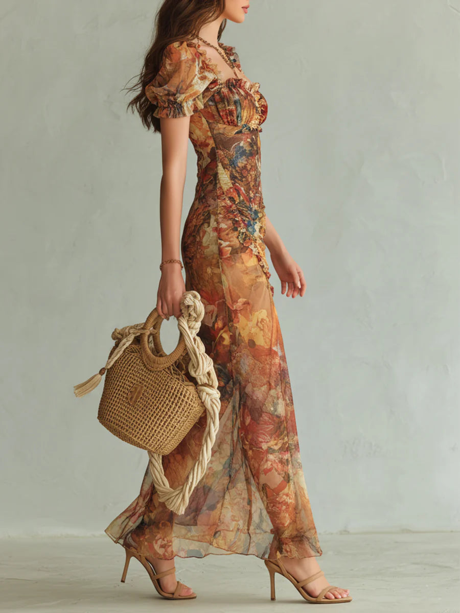 Genevieve | Robe maxi florale chiffon