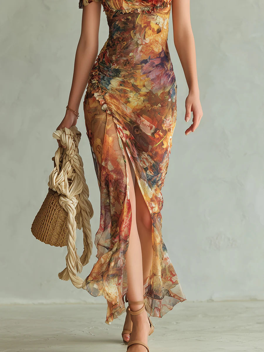 Genevieve | Robe maxi florale chiffon