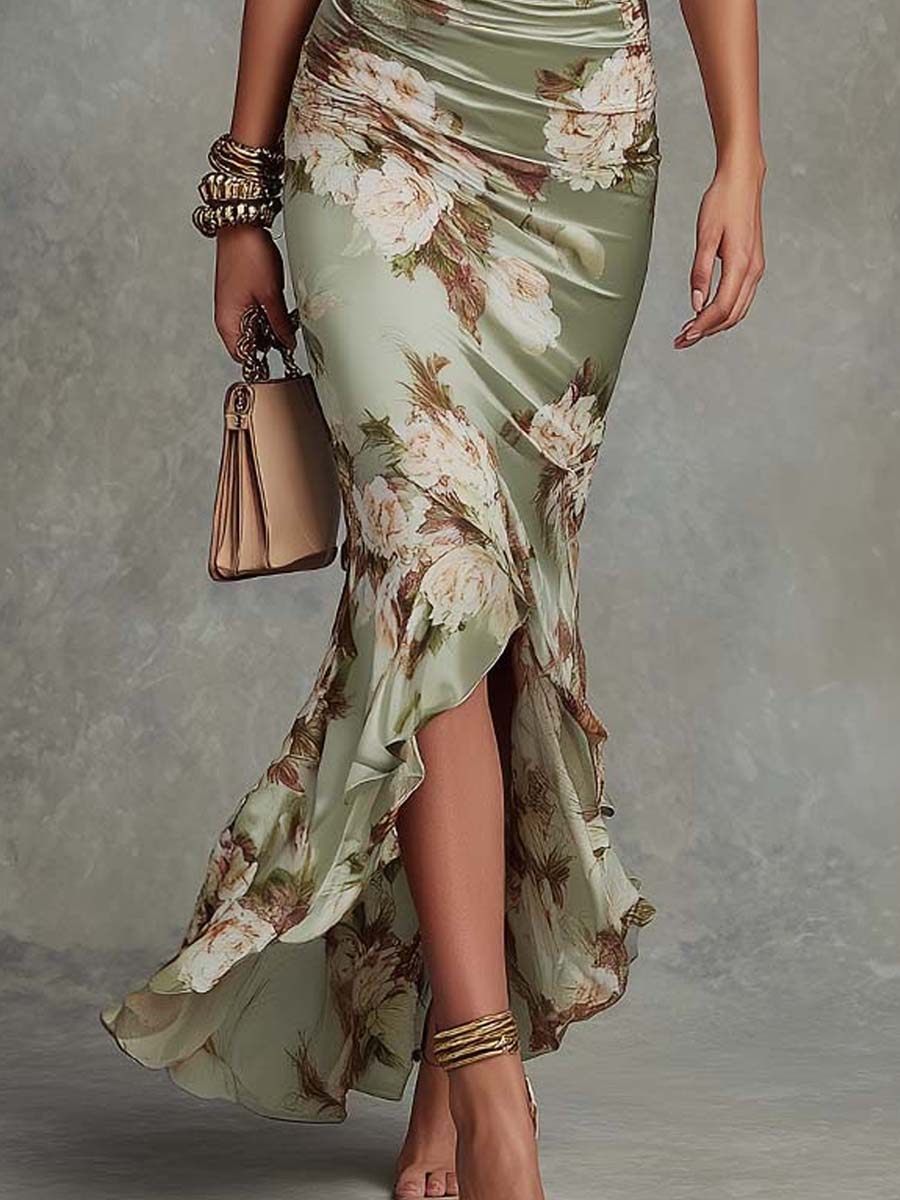 Elise | Robe florale décolleté satiné